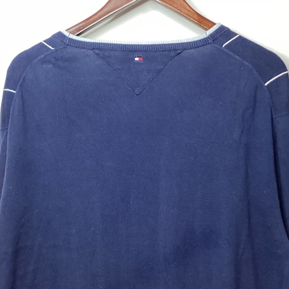 Tommy Hilfiger‎ Golf Sweater Mens XL Blue White Grid V Neck Pullover - Picture 6 of 13